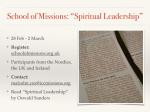 UK, Ireland and Nordics School of Missions
